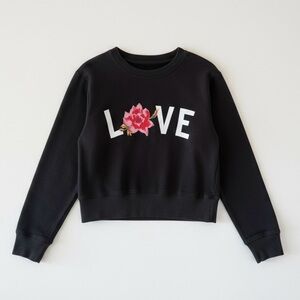 Spiritual Gangster Girls LOVE Floral Black Sweatshirt - Size 6